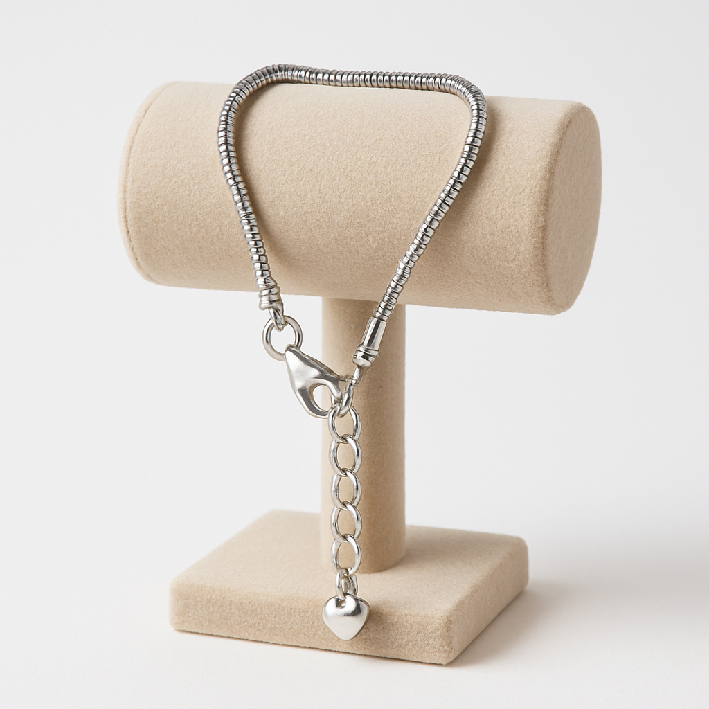 Luna Heart Sterling Silver Charm Bracelet