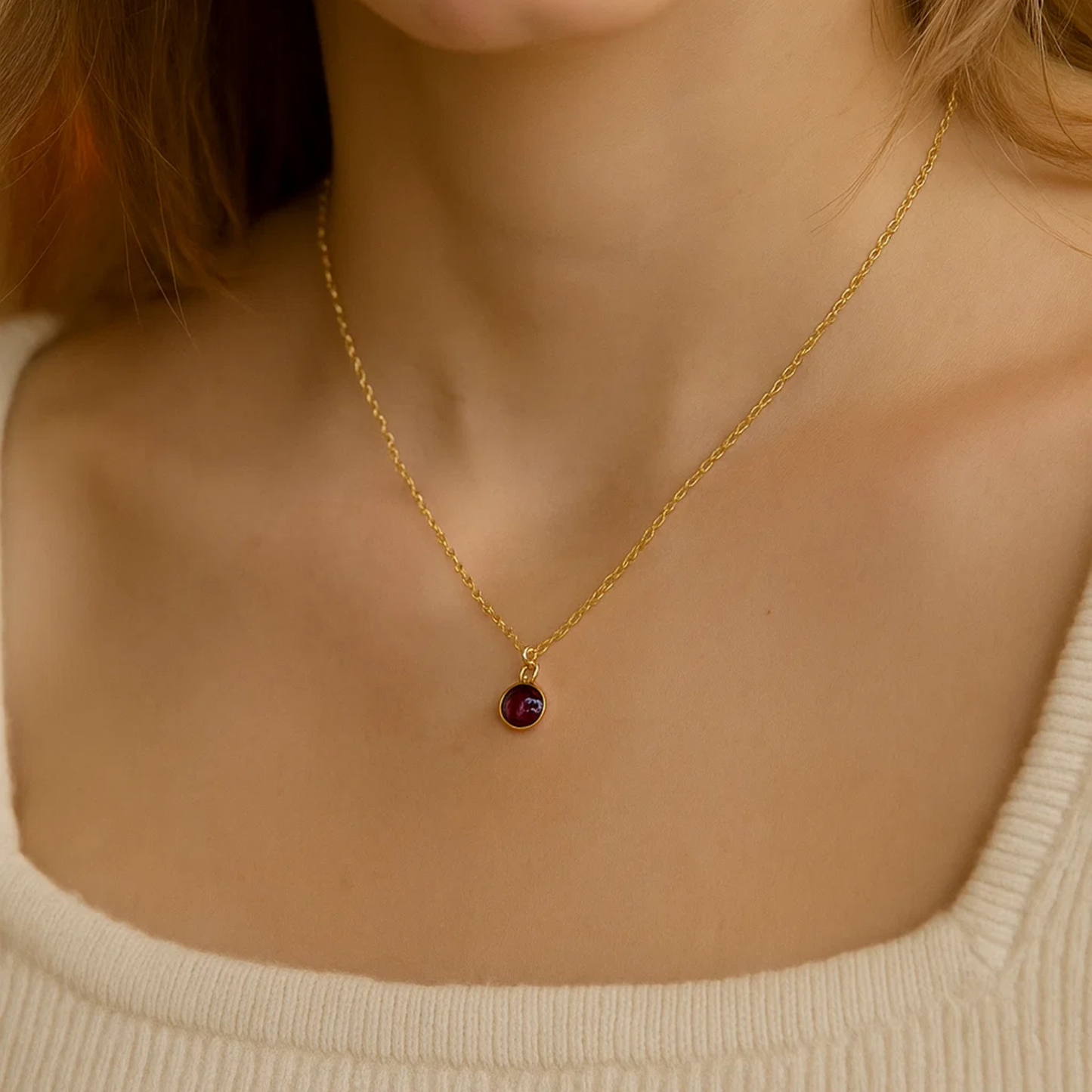 18K Gold Birthstone Necklace for Women