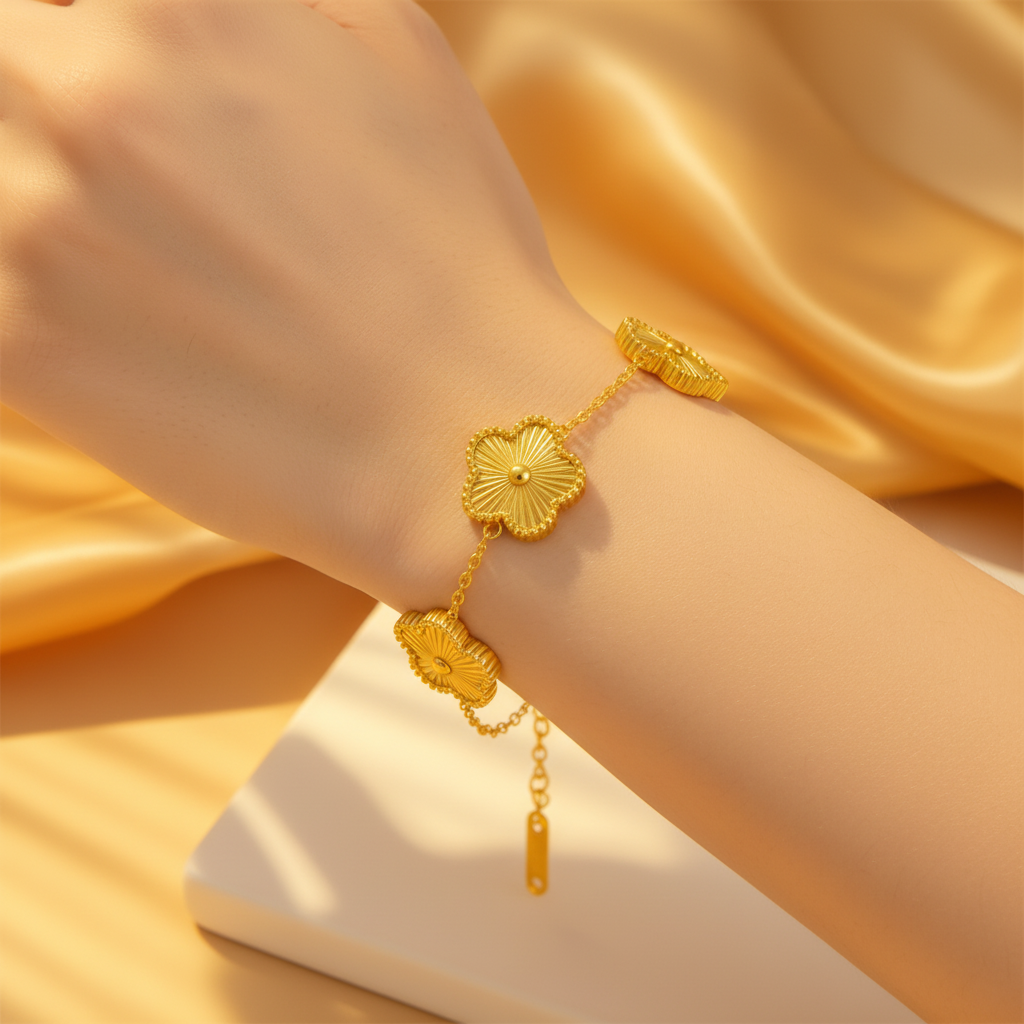 Elegant Gold Floral Bracelet