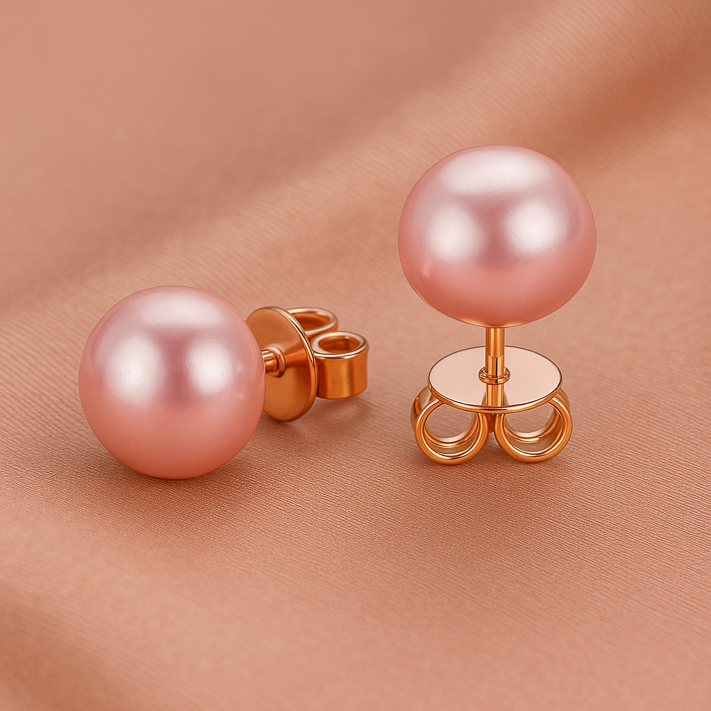 Natural Freshwater Pearl 14k Metal Stamped Gold Filled Stud Earrings – 8-8.5mm AAA Grade