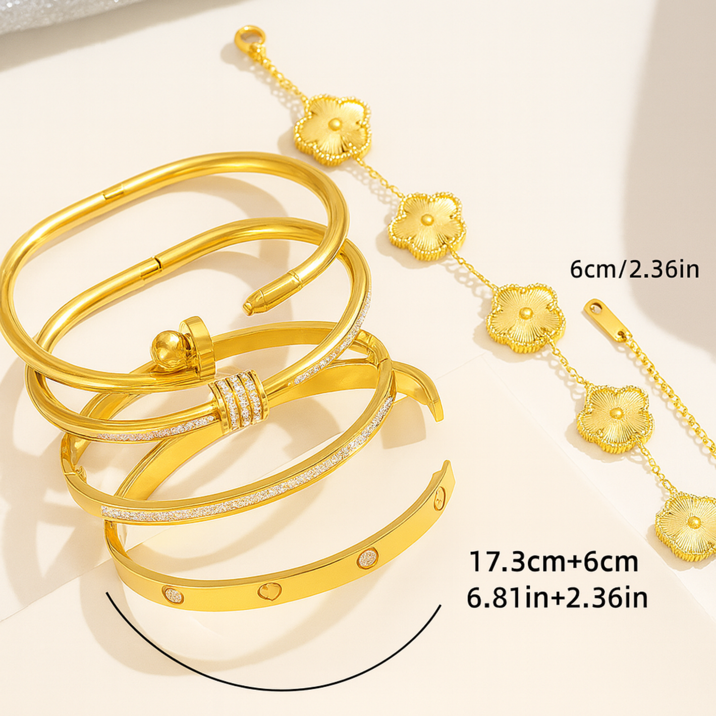 Gold Flower Charm Bracelet for Women