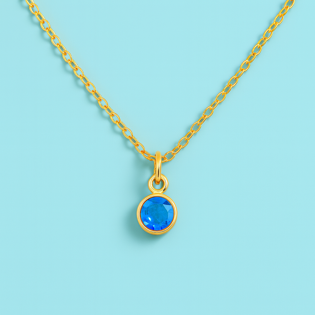 18K Gold Birthstone Necklace for Women