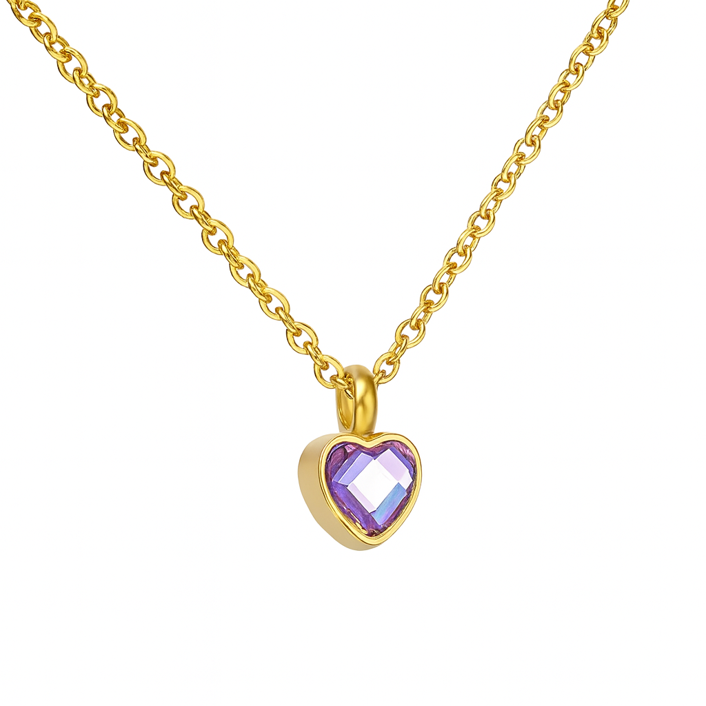 Heart Birthstone Memorial Necklace