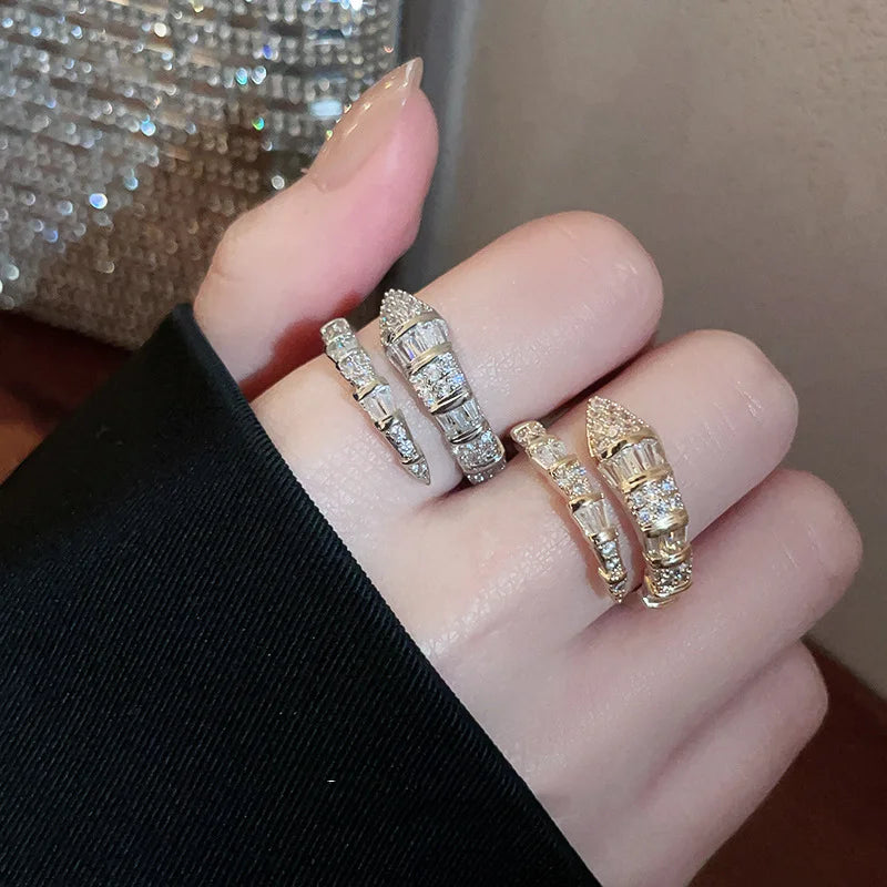 Zircon Studded Nail Wrap Ring