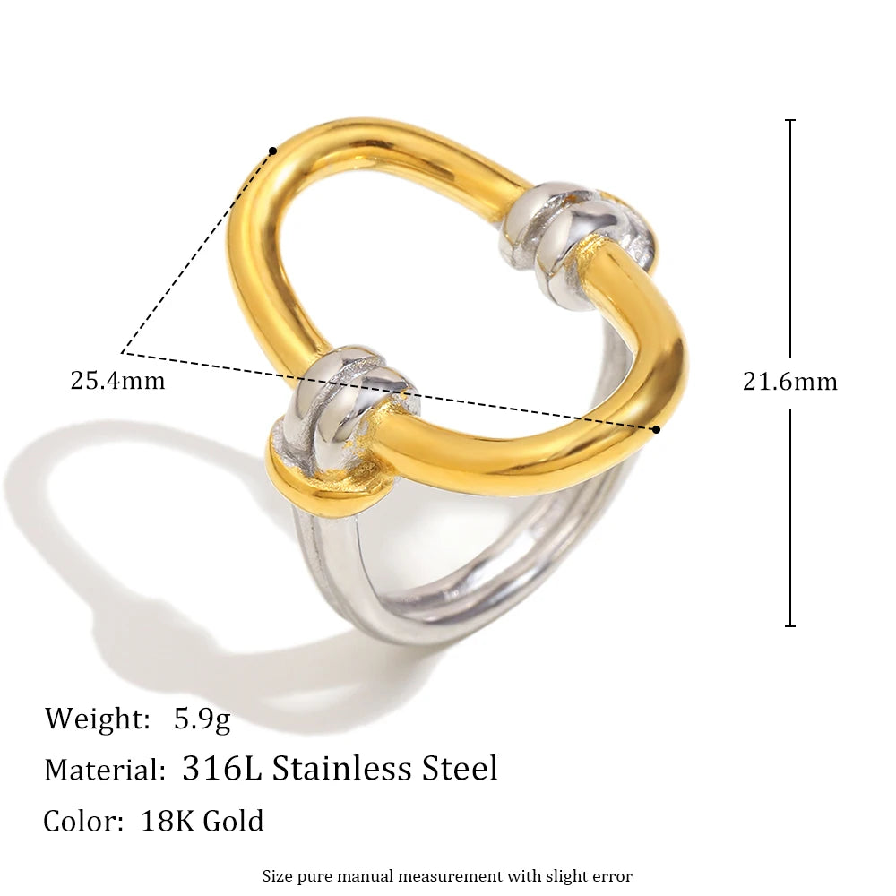 MamacitaSlay 316L Stainless Steel Mixed Color Knot Shaped Hollow Ring 2025 New Trend Waterproof Ring Women's Creative Cool Ring
