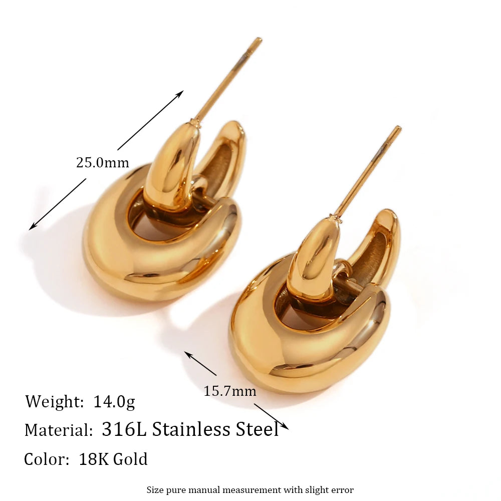 MamacitaSlay 316L Stainless Steel Geometric Earrings Waterproof 18K Gold Plated Jewelry Women's Minimalist Earrings Cute Gifts