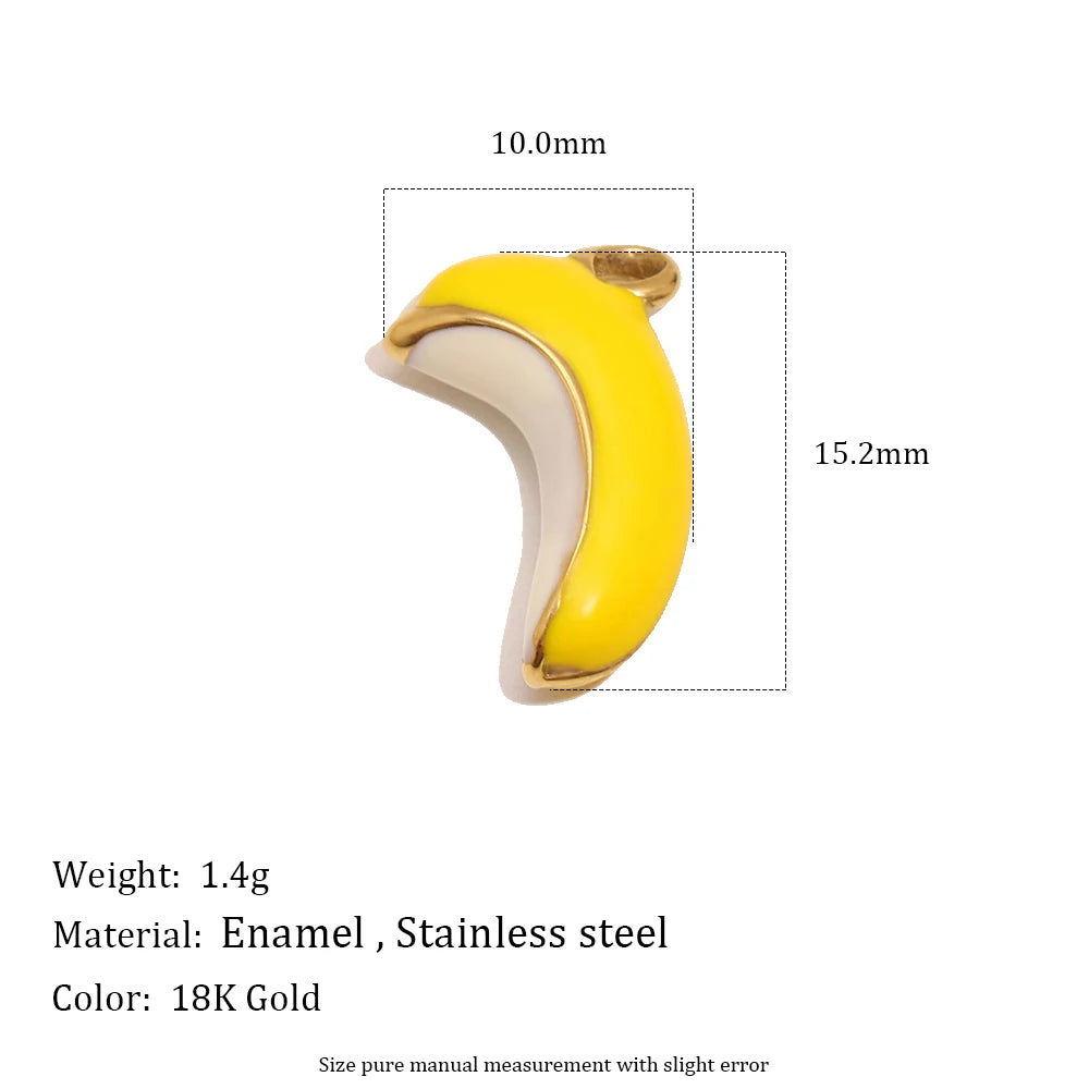 MamacitaSlay 316L Stainless Steel Fruit Enamel Charms 18K Gold Plated Waterproof Jewelry For DIY Bracelet Necklace Pendant Gifts