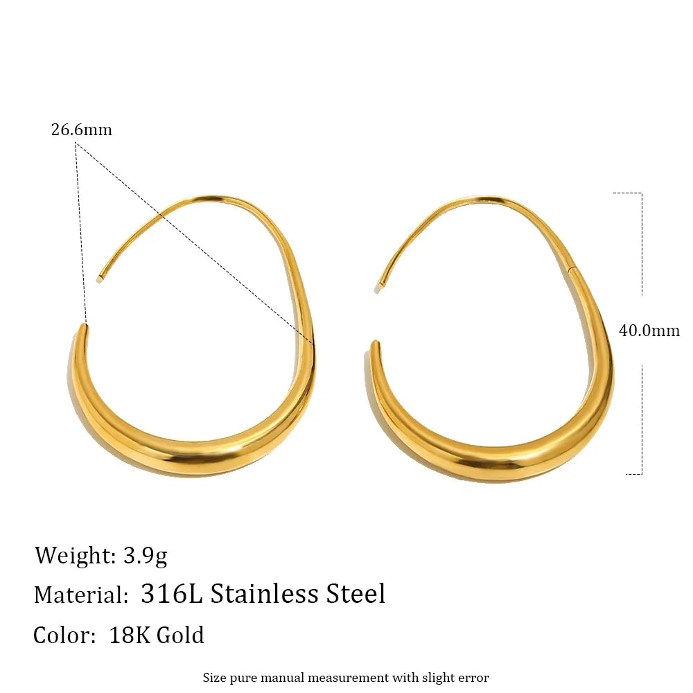 MamacitaSlay 316L Stainless Steel Pear Shape Hollow Out Hoop Earrings 18K Gold Plated Waterproof Jewelry Women's Unique Earrings