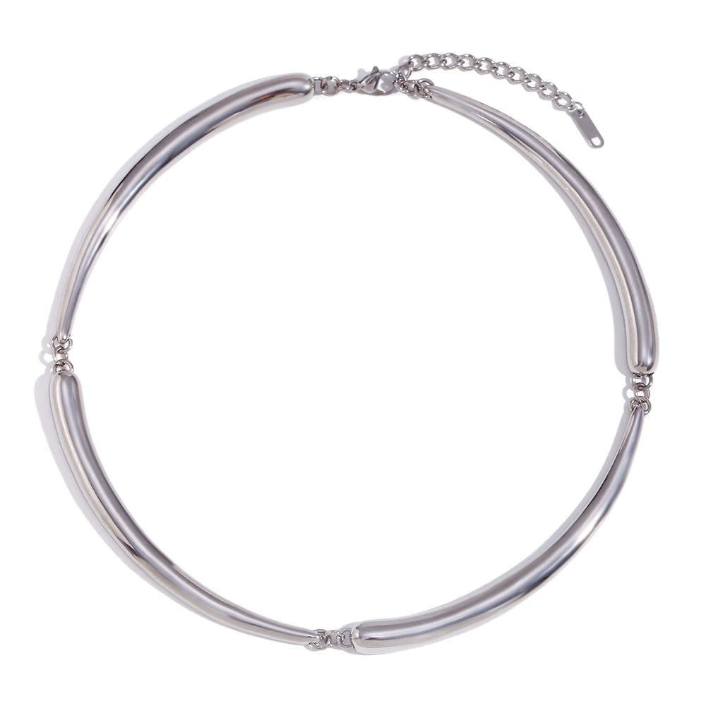 MamitaSlay Cool Hip-hop Four Bamboo Knots Necklace Punk Stainless Steel Jewelry Waterproof Necklaces Woman Trend 2024 Decoration