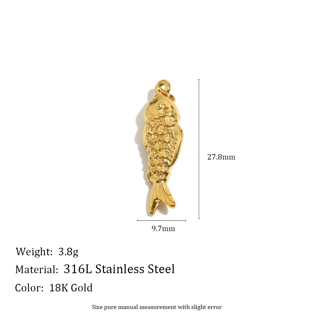 MamacitaSlay 316L Stainless Steel Enamel Ocean Style Fish Charms Earrings Necklace Bracelet DIY Pendant Women's Handmade Gift