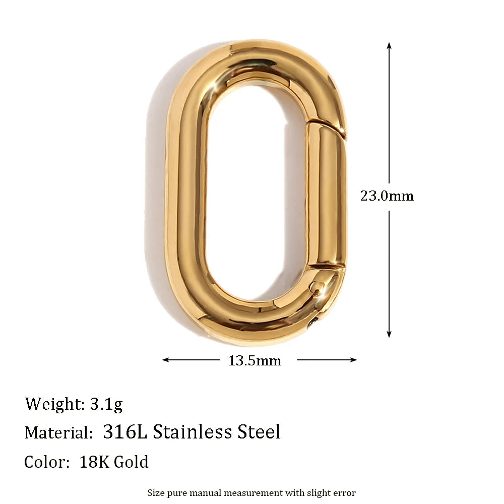 MamacitaSlay 316L Stainless Steel 18K Gold Plated Spring Ring Clasps Oval Carabiner Clasps Jewelry For DIY Bracelet Necklace