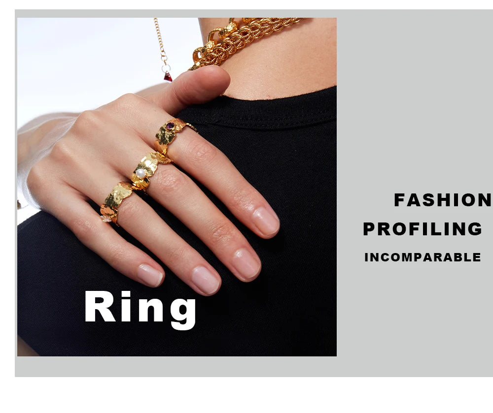 MamacitaSlay Stainless Steel 18K Gold Plated Sun Moon Stars Ring 2025 New Design Waterproof Jewelry Women's Charm Finger Jewelry