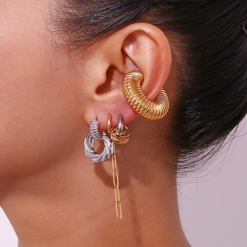 MamacitaSlay 316L Stainless Steel Mixed Color Knot Stud Earrings 18K Gold Plated Waterproof Jewelry For Women Unique Earrings