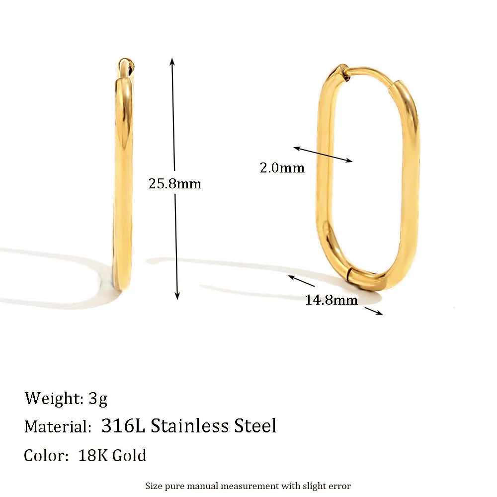 MamacitaSlay Classic Multi-Size U-Shape Hoops 18K Gold Plated Women's Earrings Waterproof 316L Stainless Steel Women's Jewelry