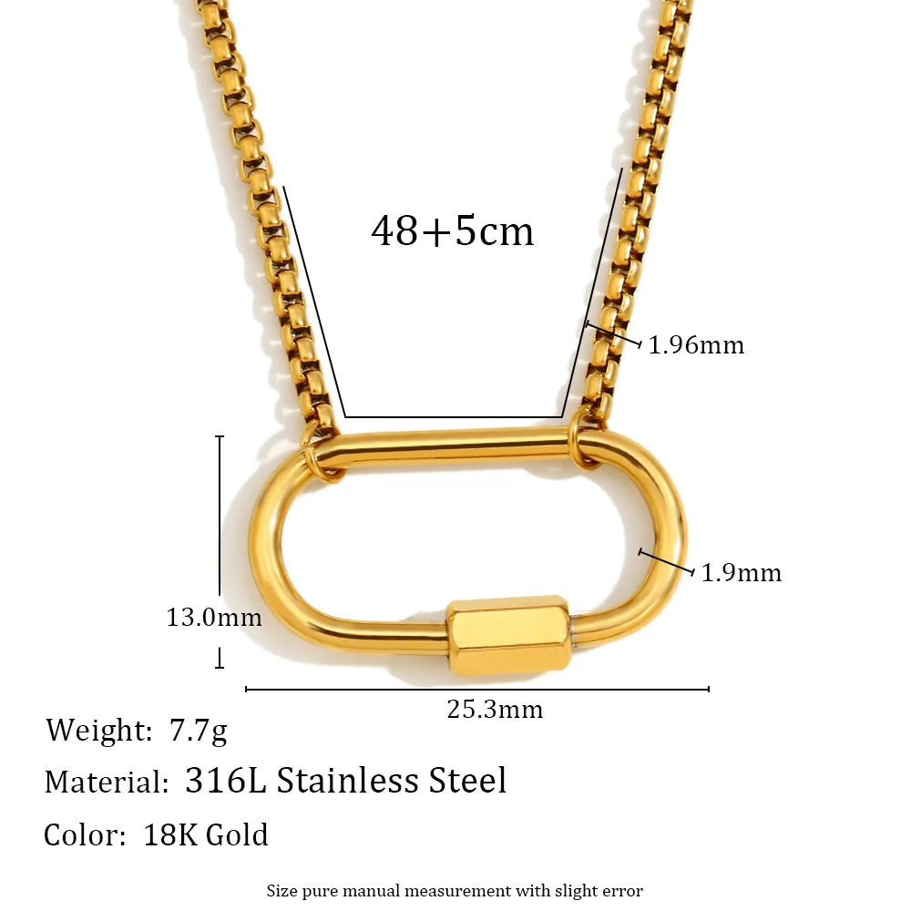 MamacitaSlay Unique 18K Gold Plated Stainless Steel Geometric DIY Necklace Party Waterproof Jewelry Unisex Trendy Neck Chain