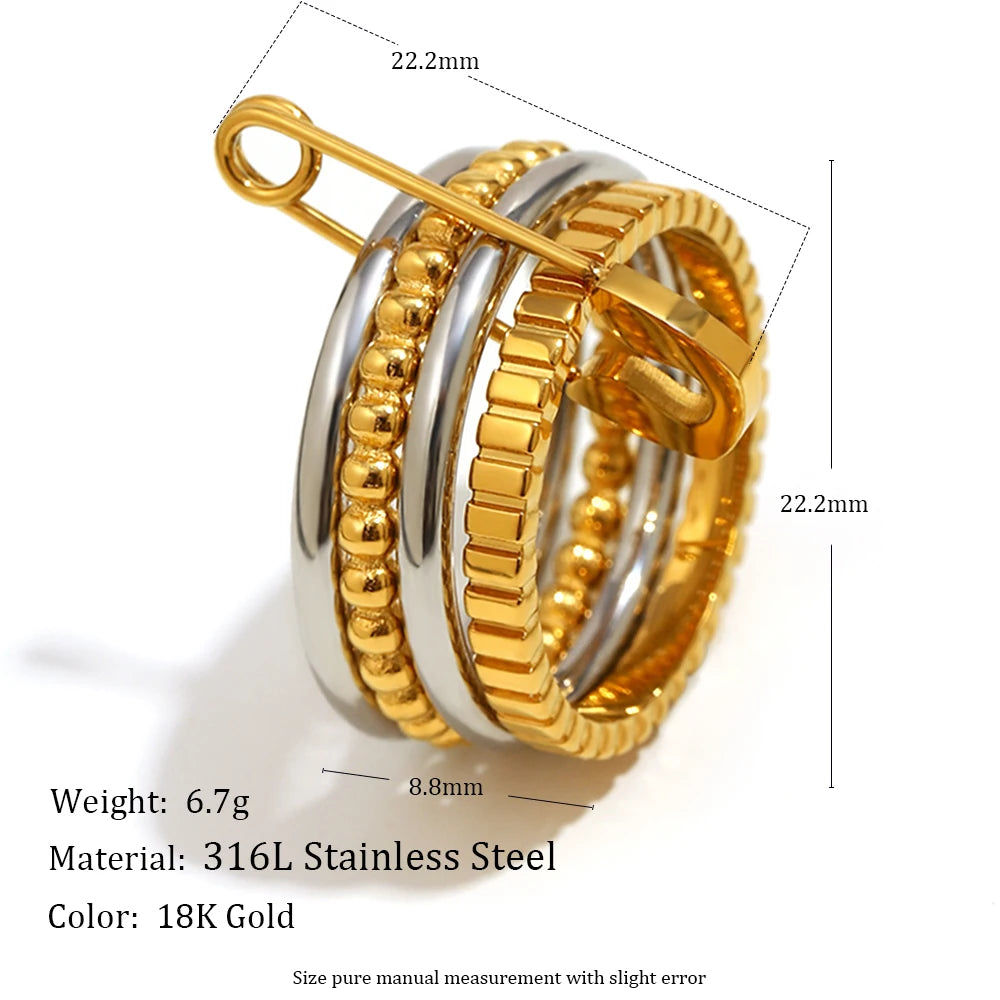 MamacitaSlay 316L Stainless Steel Zircon Mixed Color Multilayer Paperclip Ring Party Waterproof Jewelry Women's Unique Ring Gift
