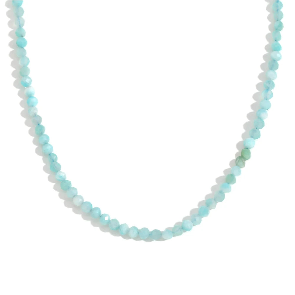 MamacitaSlay Simple 316L Stainless Steel Natural Stone Bead Necklace Waterproof Neck Jewelry Women's Elegant Statement Necklace
