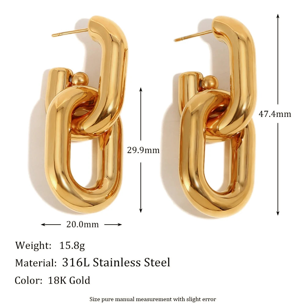 MamacitaSlay 316L Stainless Steel Double Color Double Layer Earrings Party Waterproof Jewelry Women's Unique Cool Earrings Gift