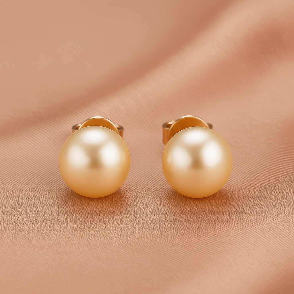 Elegant Pearl Gold Stud Earrings