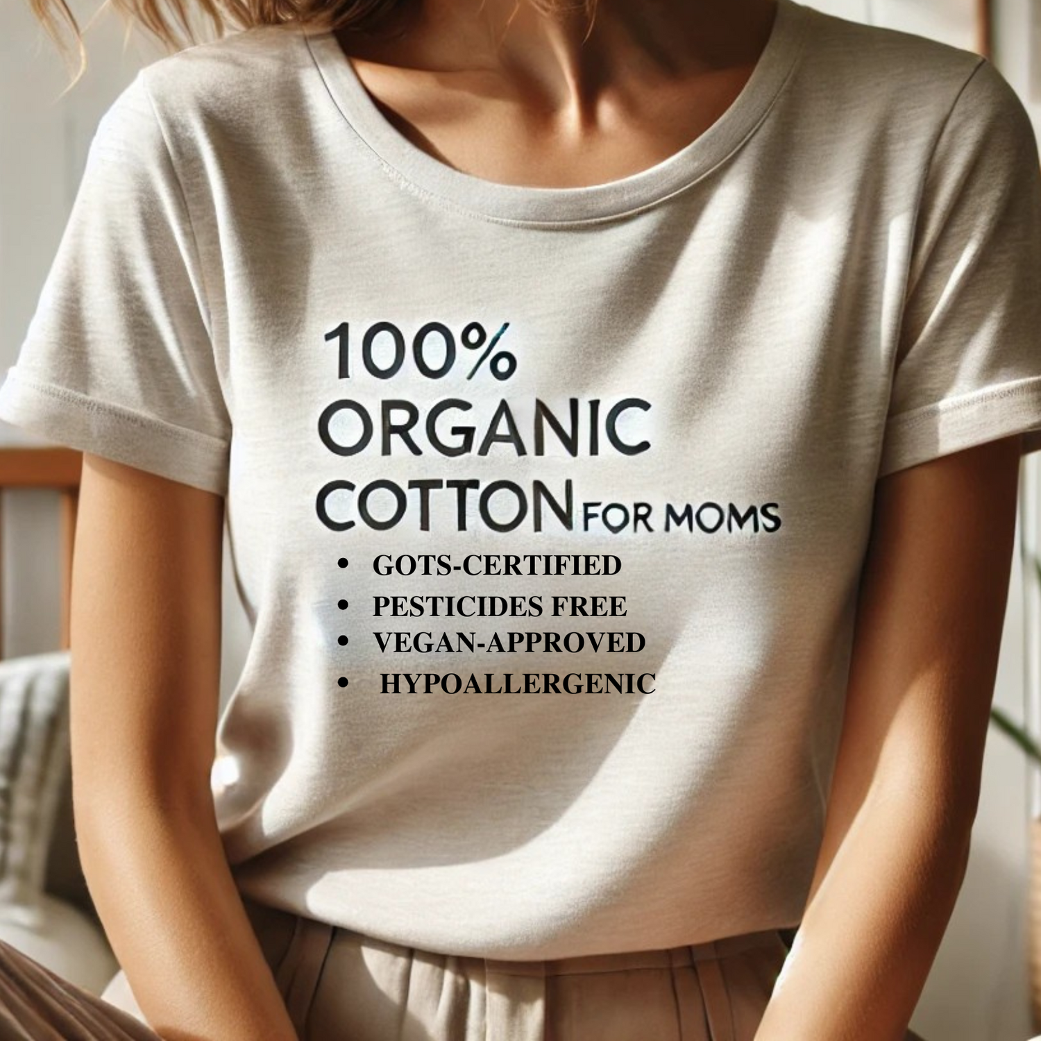 🌱 Vegan-Approved & Hypoallergenic |100% Organic Cotton Tees for Moms | Sustainable, Soft & Stylish | GOTS-Certified,