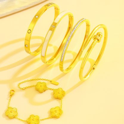 Gold Flower Charm Bracelet for Women