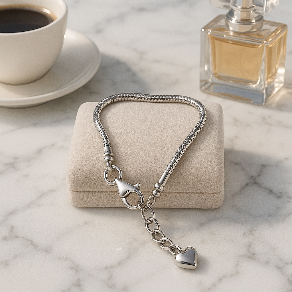 Luna Heart Sterling Silver Charm Bracelet