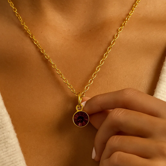 18K Gold Birthstone Necklace for Women