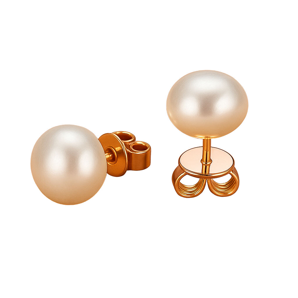 Natural Freshwater Pearl 14k Metal Stamped Gold Filled Stud Earrings – 8-8.5mm AAA Grade