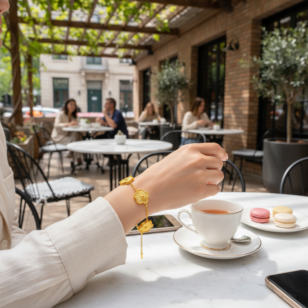 Elegant Gold Floral Bracelet