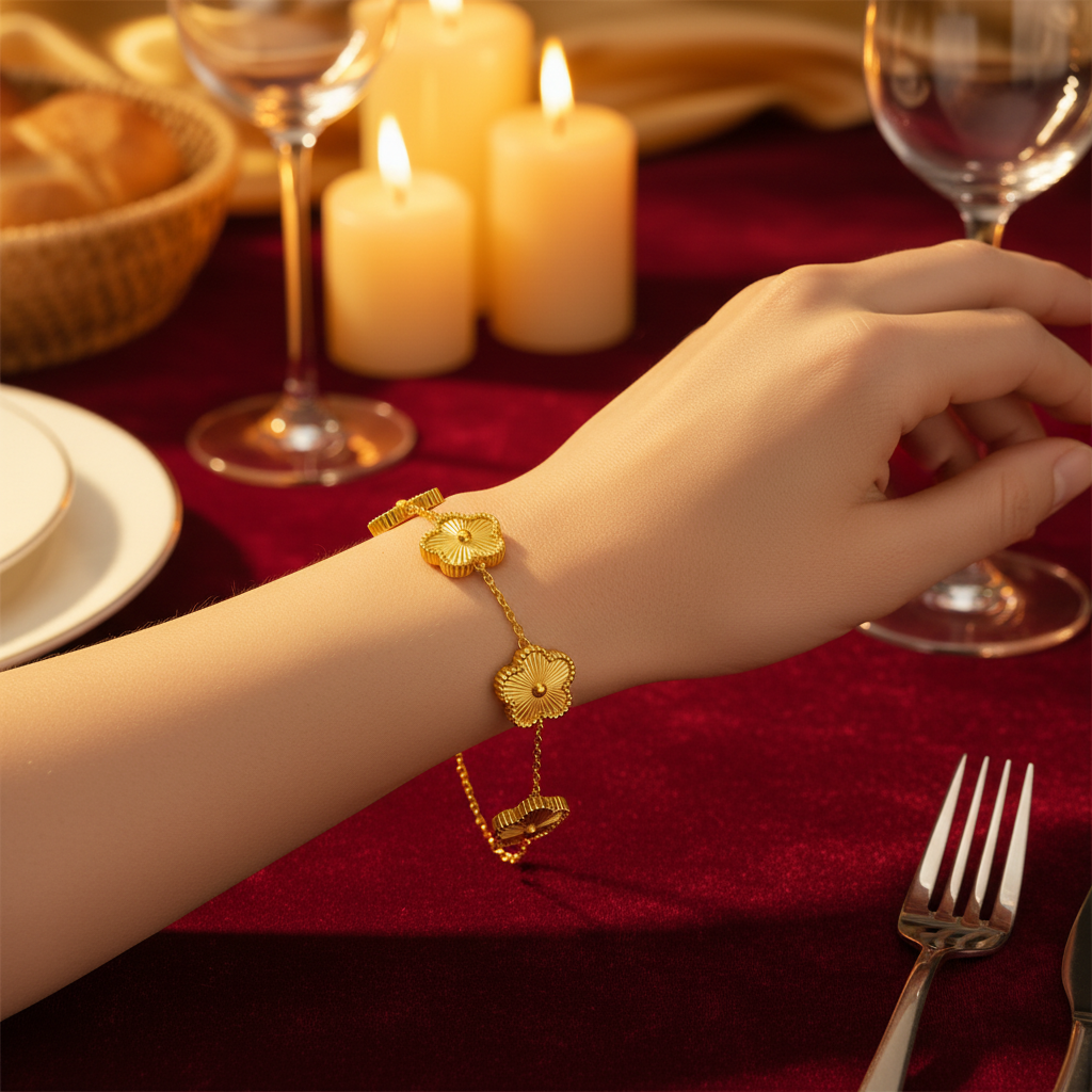 Elegant Gold Floral Bracelet