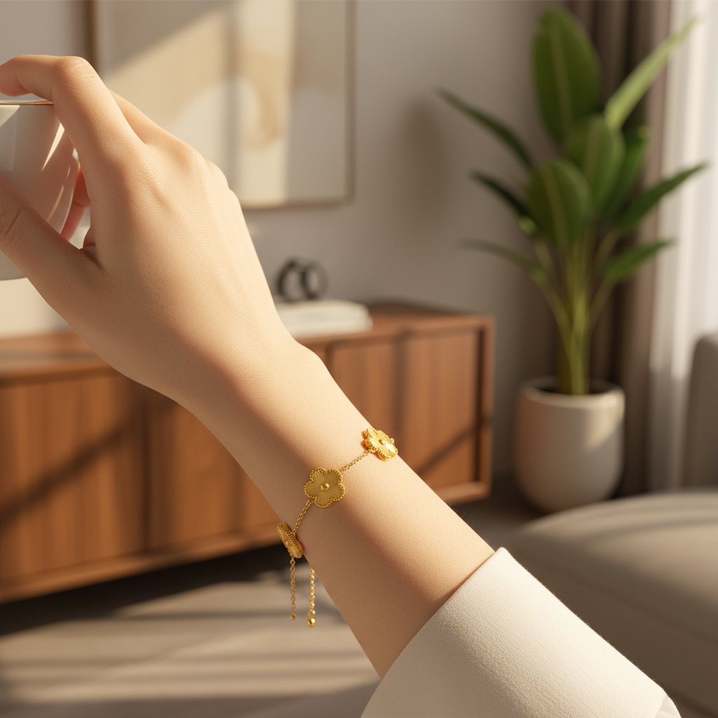 Elegant Gold Floral Bracelet