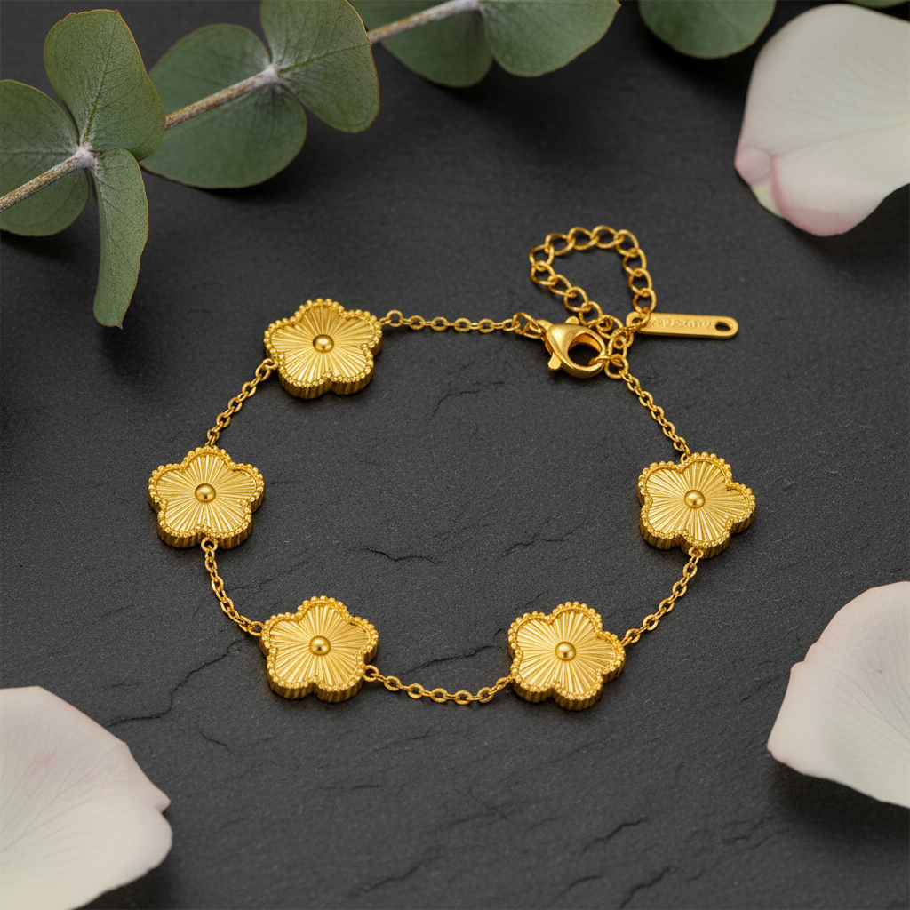 Elegant Gold Floral Bracelet