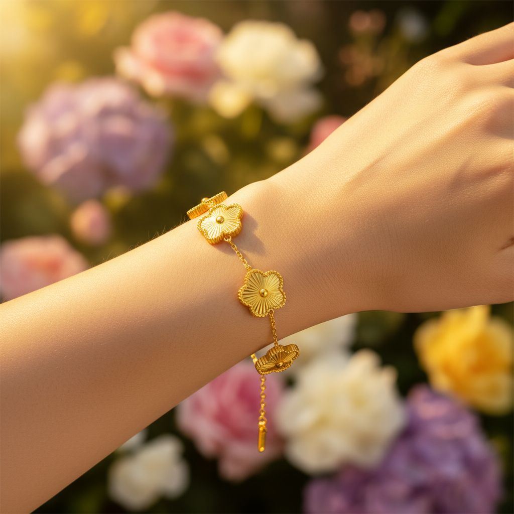 Elegant Gold Floral Bracelet