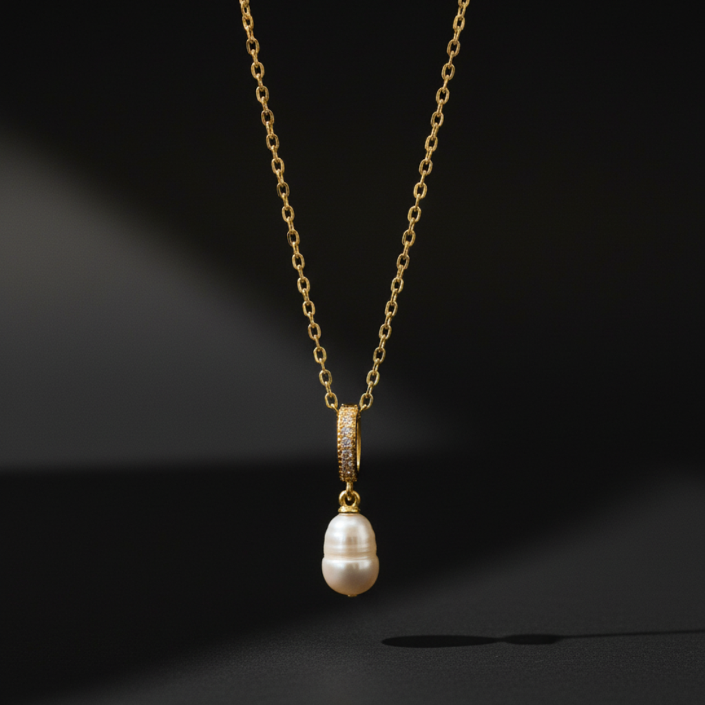 Pearl Charm Gold Necklace