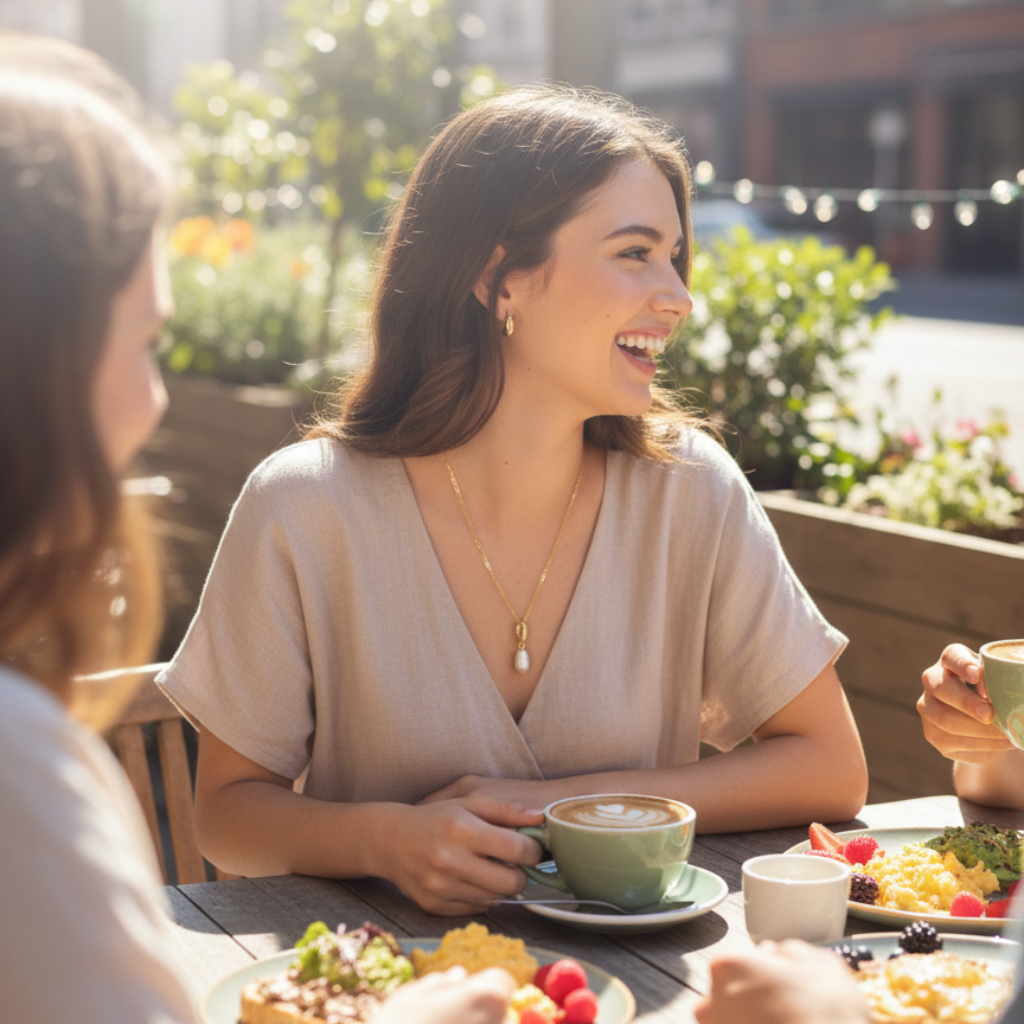 Pearl Charm Gold Necklace