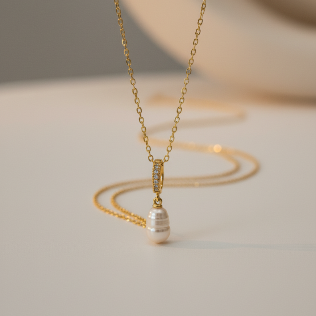 Pearl Charm Gold Necklace