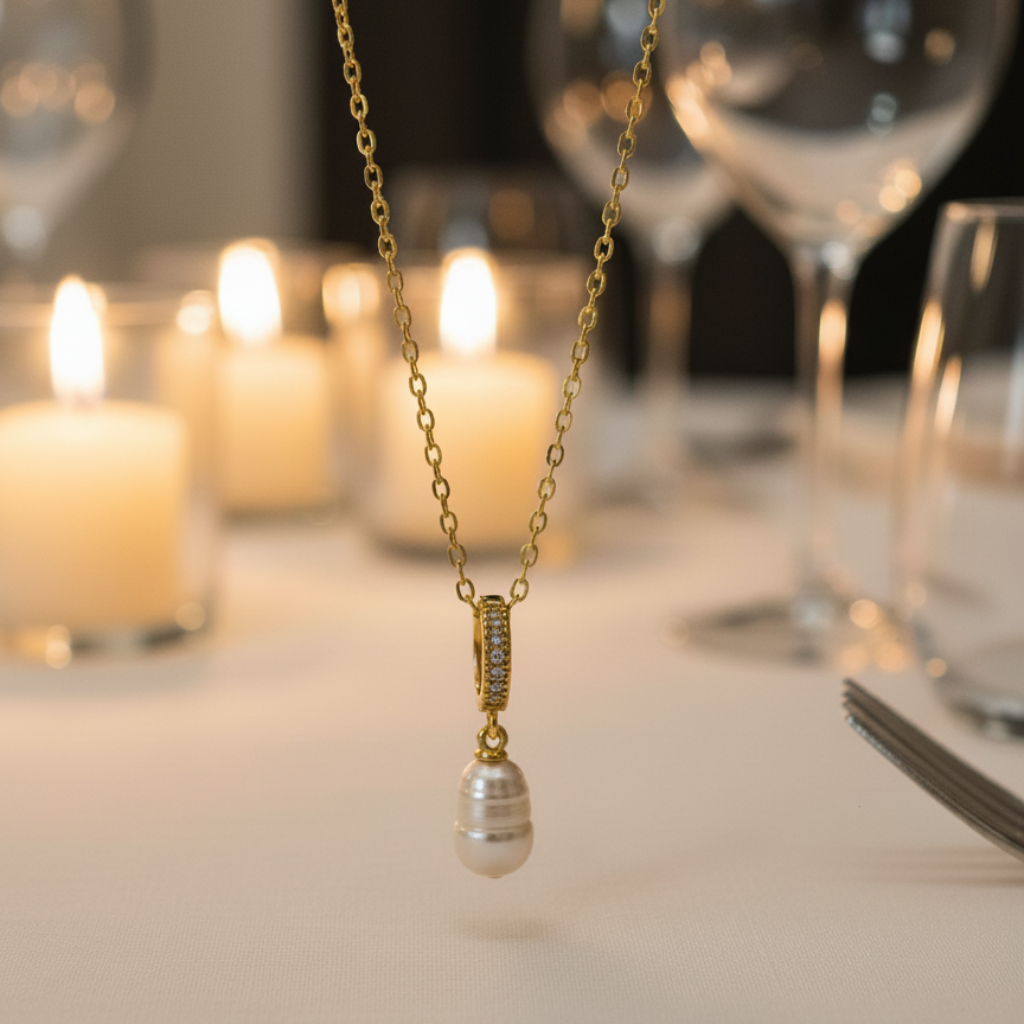 Pearl Charm Gold Necklace