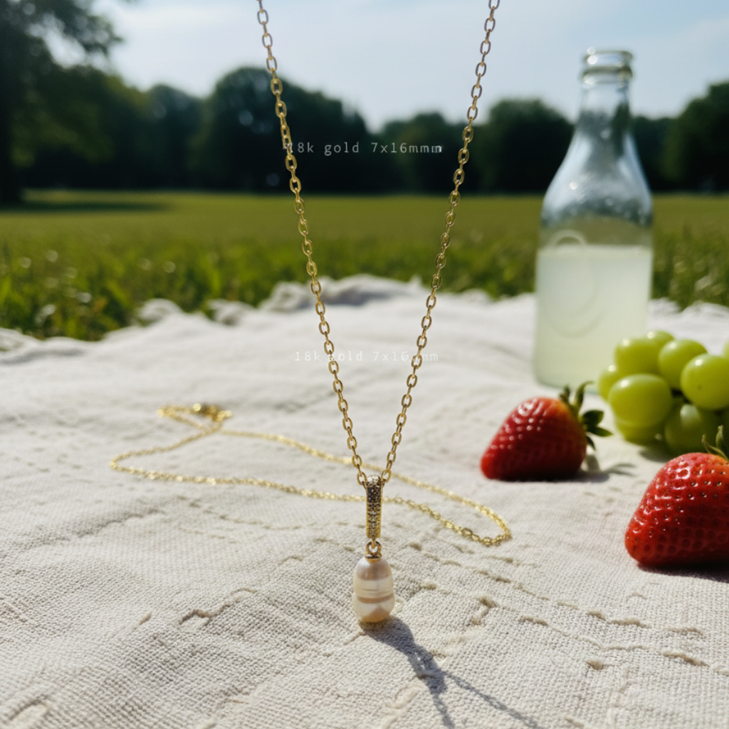 Pearl Charm Gold Necklace