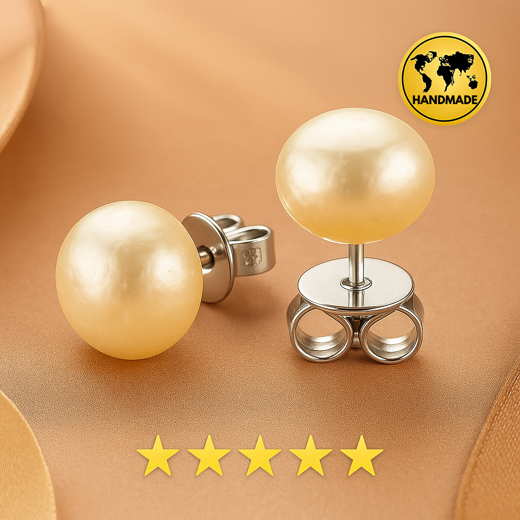 Elegant Pearl Gold Stud Earrings