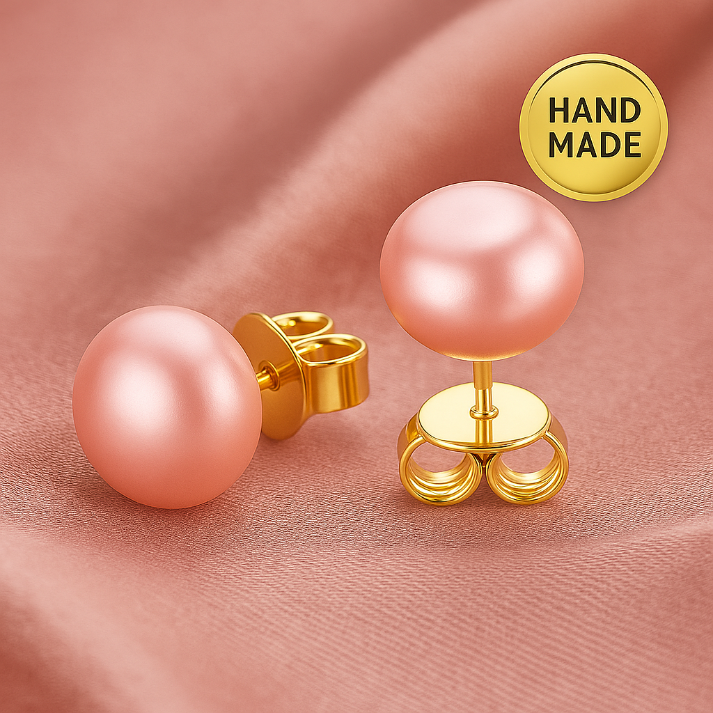 Natural Freshwater Pearl 14k Metal Stamped Gold Filled Stud Earrings – 8-8.5mm AAA Grade