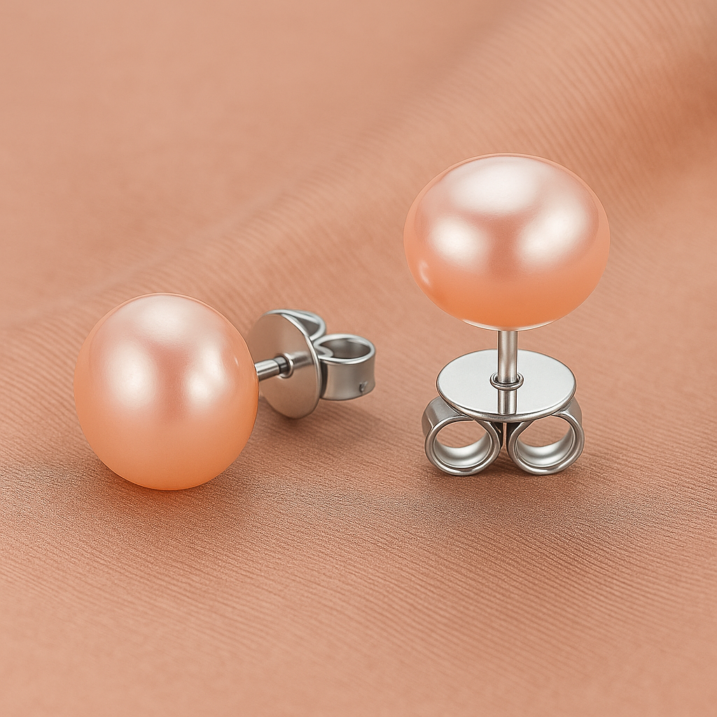 Natural Freshwater Pearl 14k Metal Stamped Gold Filled Stud Earrings – 8-8.5mm AAA Grade