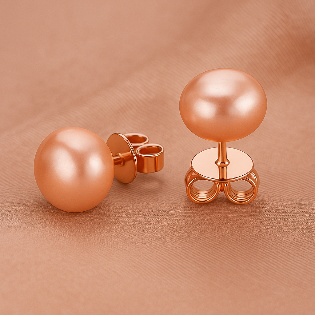 Natural Freshwater Pearl 14k Metal Stamped Gold Filled Stud Earrings – 8-8.5mm AAA Grade