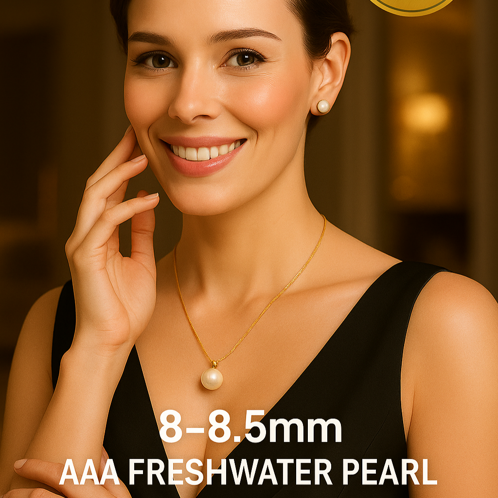 Natural Freshwater Pearl 14k Metal Stamped Gold Filled Stud Earrings – 8-8.5mm AAA Grade