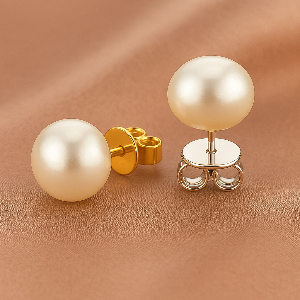 Elegant Pearl Gold Stud Earrings