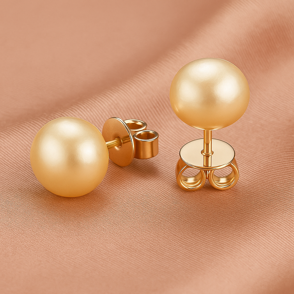 Natural Freshwater Pearl 14k Metal Stamped Gold Filled Stud Earrings – 8-8.5mm AAA Grade