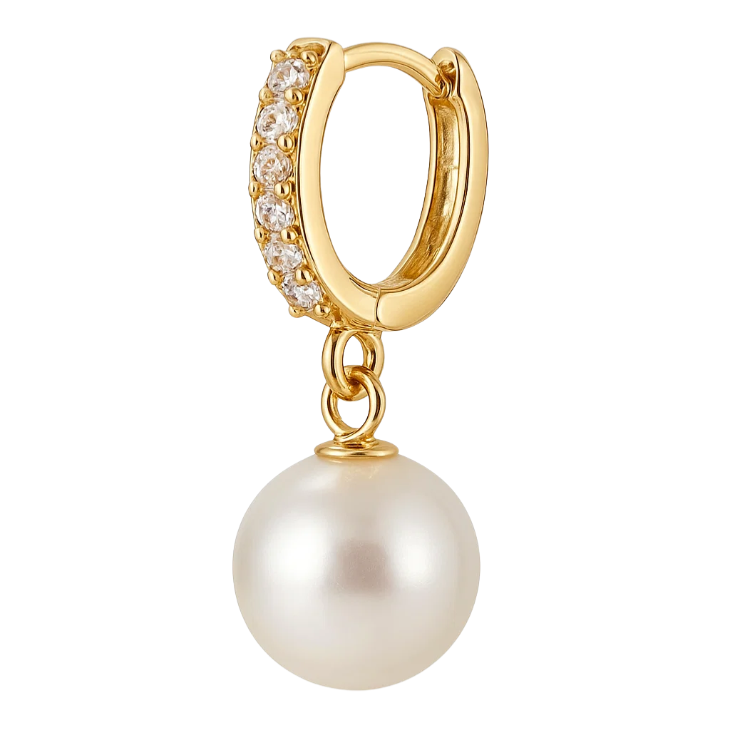 Aura Hoop Natural AAA Golden Pearl Drop Earrings for Women