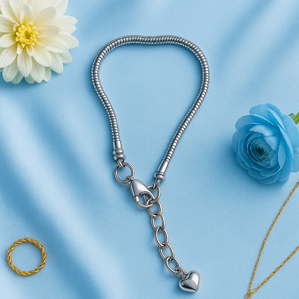 Luna Heart Sterling Silver Charm Bracelet