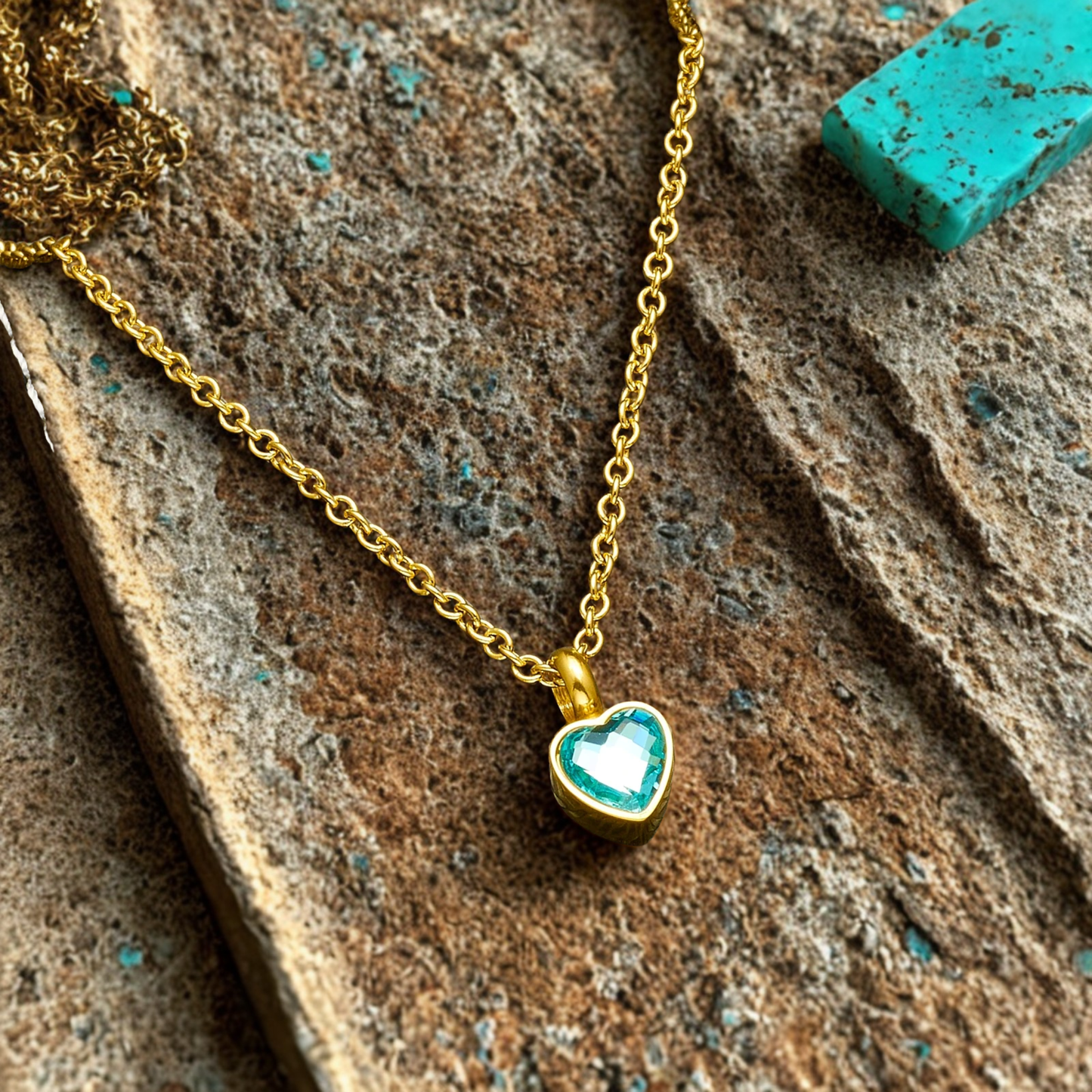 Heart Birthstone Memorial Necklace