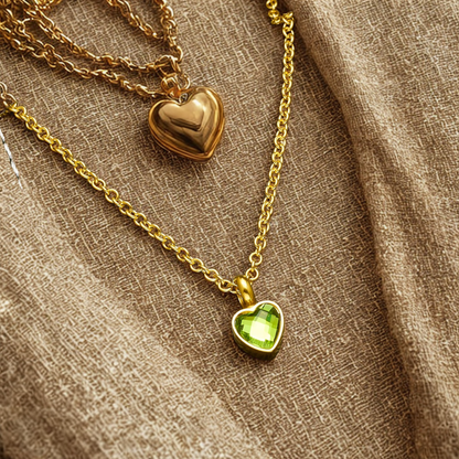 Heart Birthstone Memorial Necklace