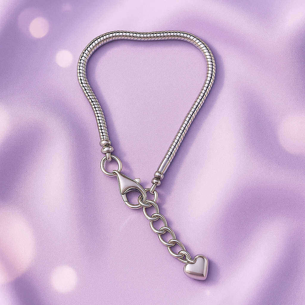 Luna Heart Sterling Silver Charm Bracelet